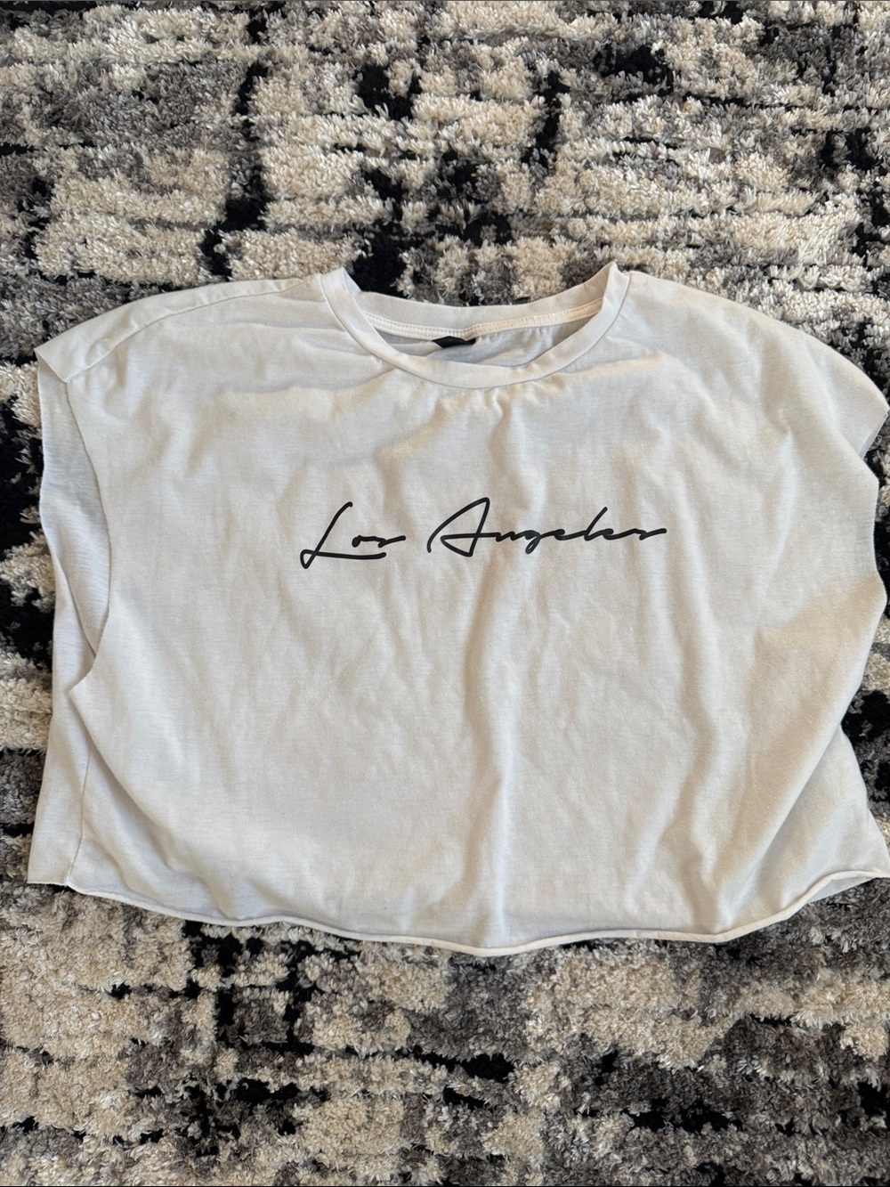 SHEIN White 'Los Angeles' Cropped Graphic Tee